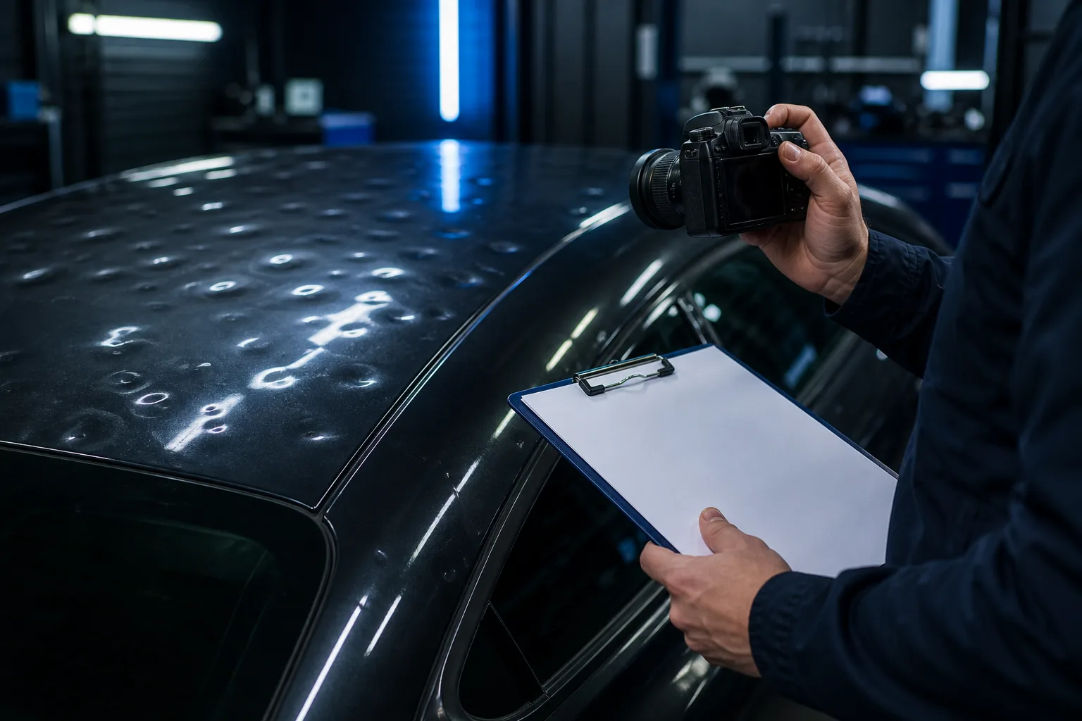 Hagelschaden Dokumentation mit Fotobericht und Fahrzeugdach, 1200x675